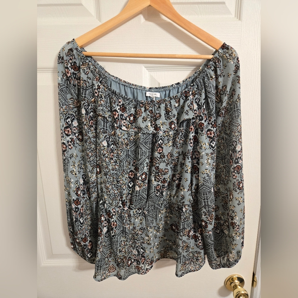 Maurices Blue Floral Off The Shoulder Peplum Top Size Medium